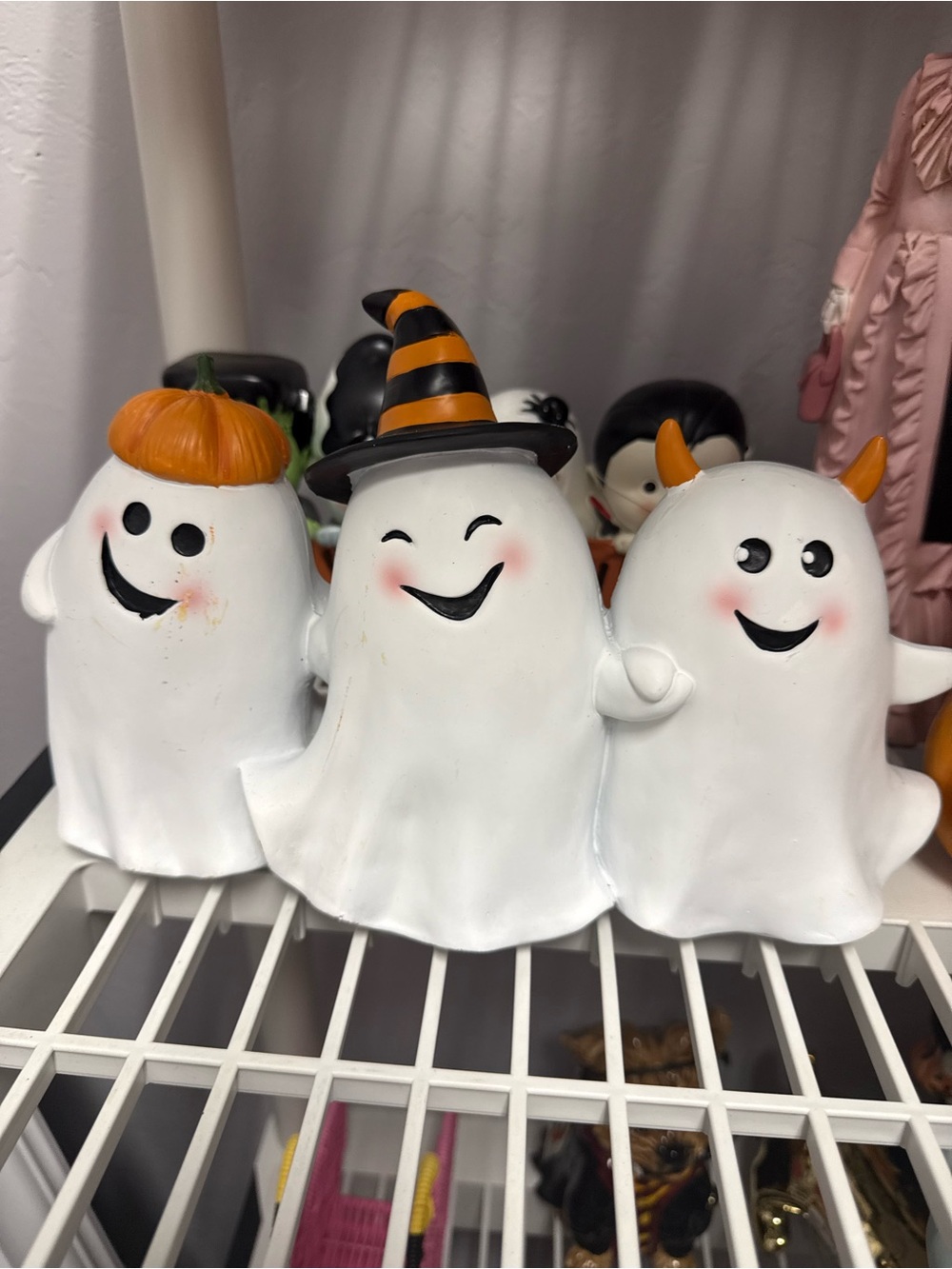 Halloween Ghost Trio Decorative Figurines - White